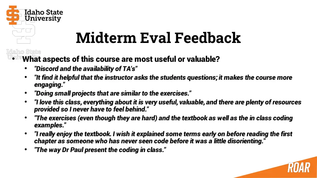 midterm eval feedback