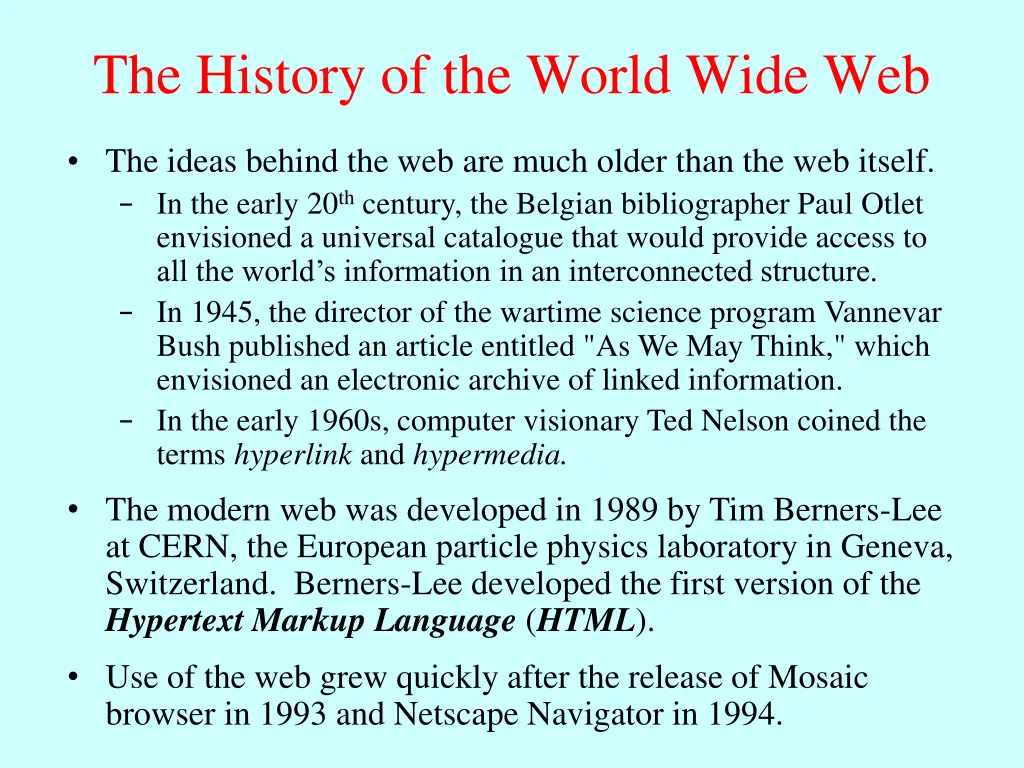 the history of the world wide web