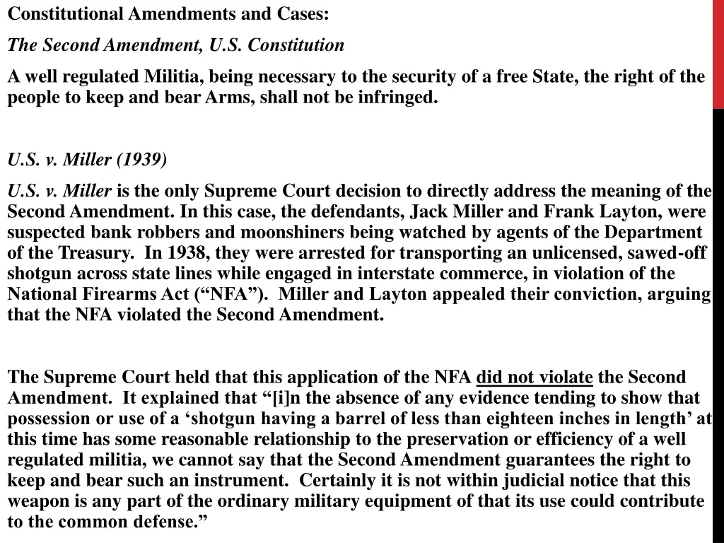 constitutional amendments and cases the second