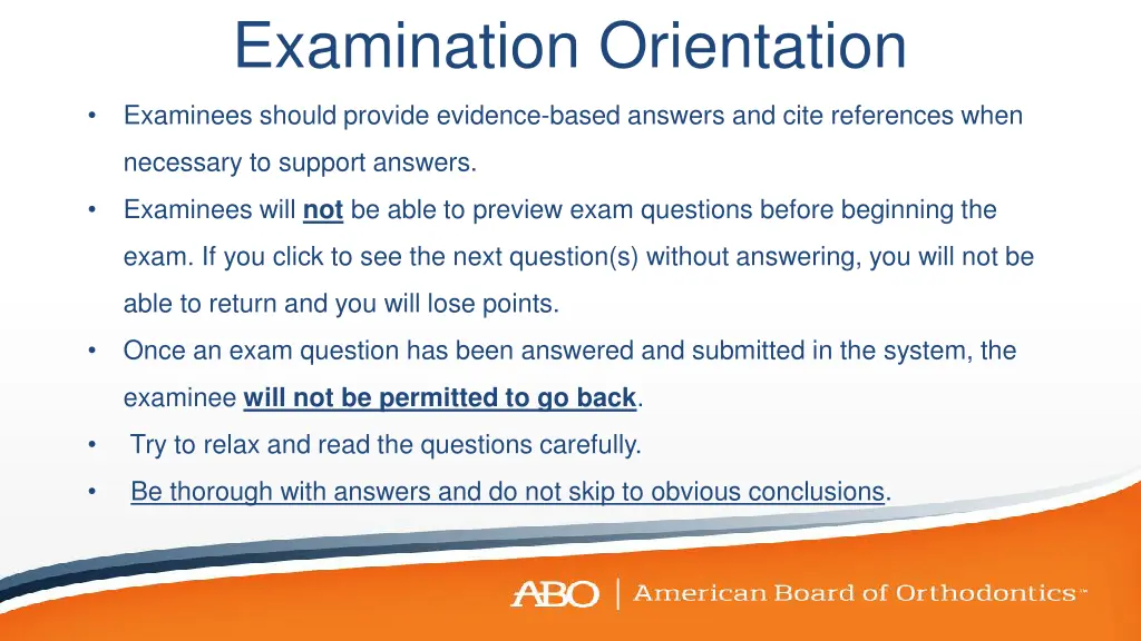 examination orientation 1