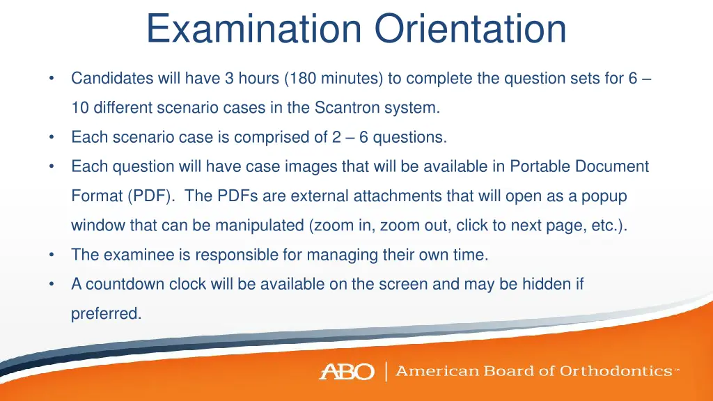 examination orientation