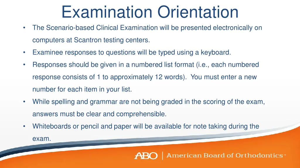 examination orientation the scenario based