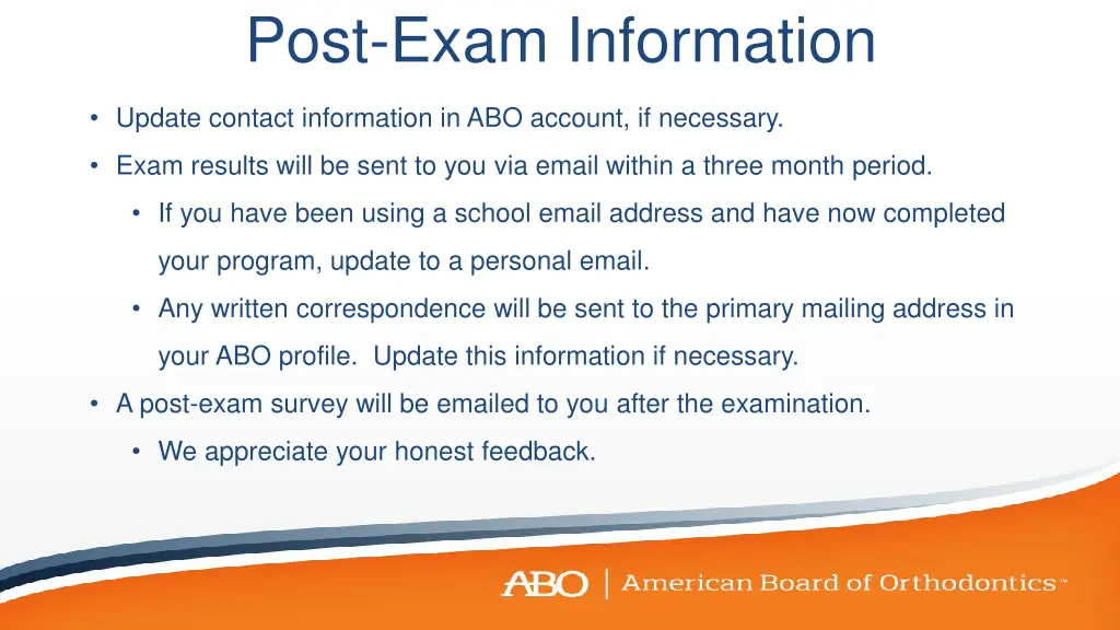 post exam information