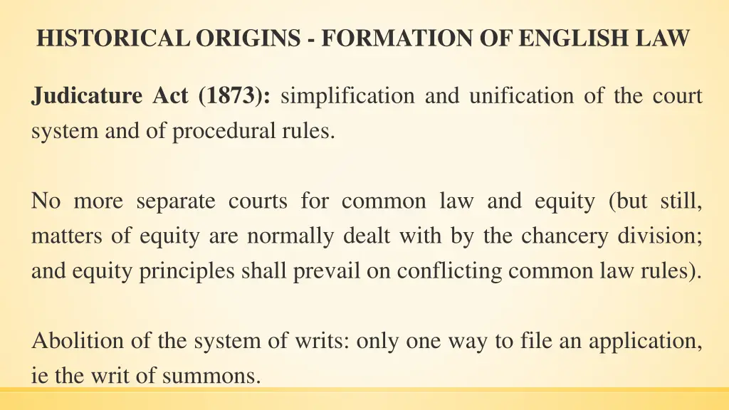 historical origins formation of english law 8