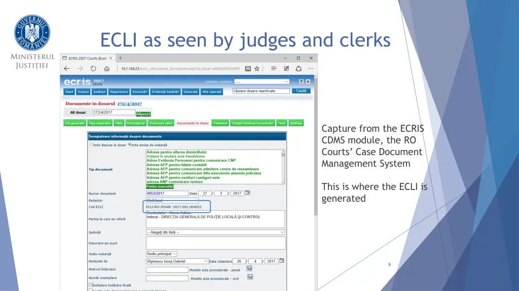 ecli as seen by judges and clerks