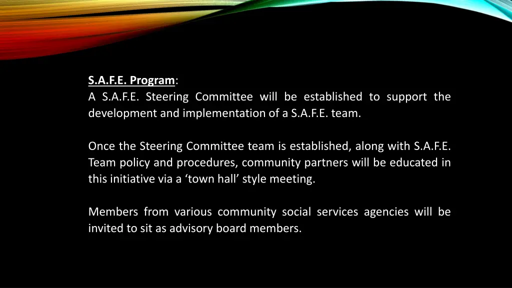 s a f e program a s a f e steering committee will