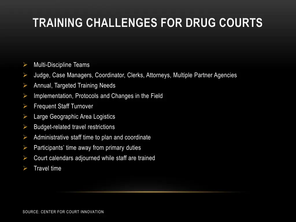 training challenges for drug courts