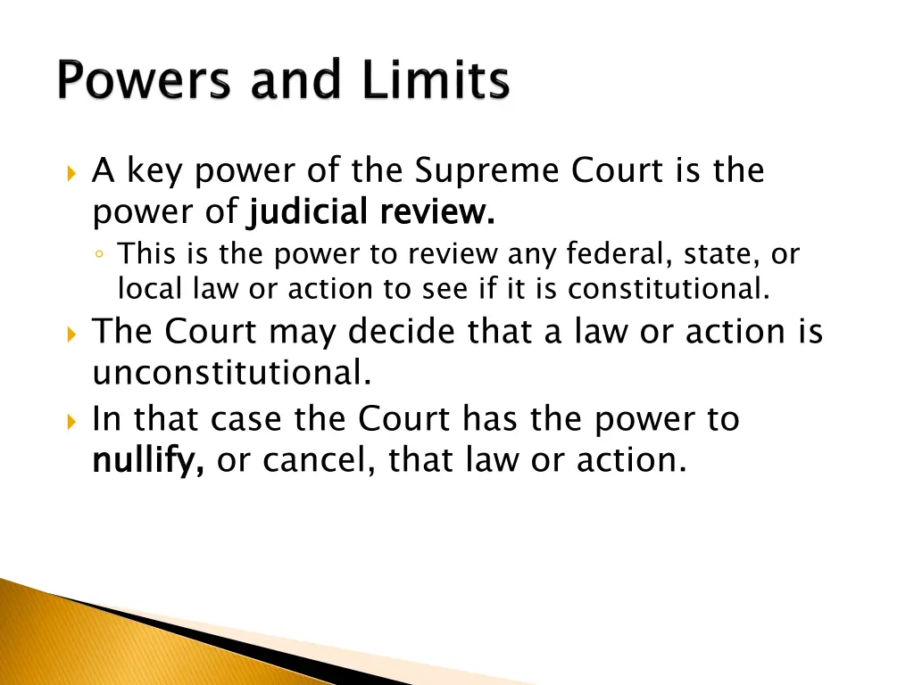 a key power of the supreme court is the power