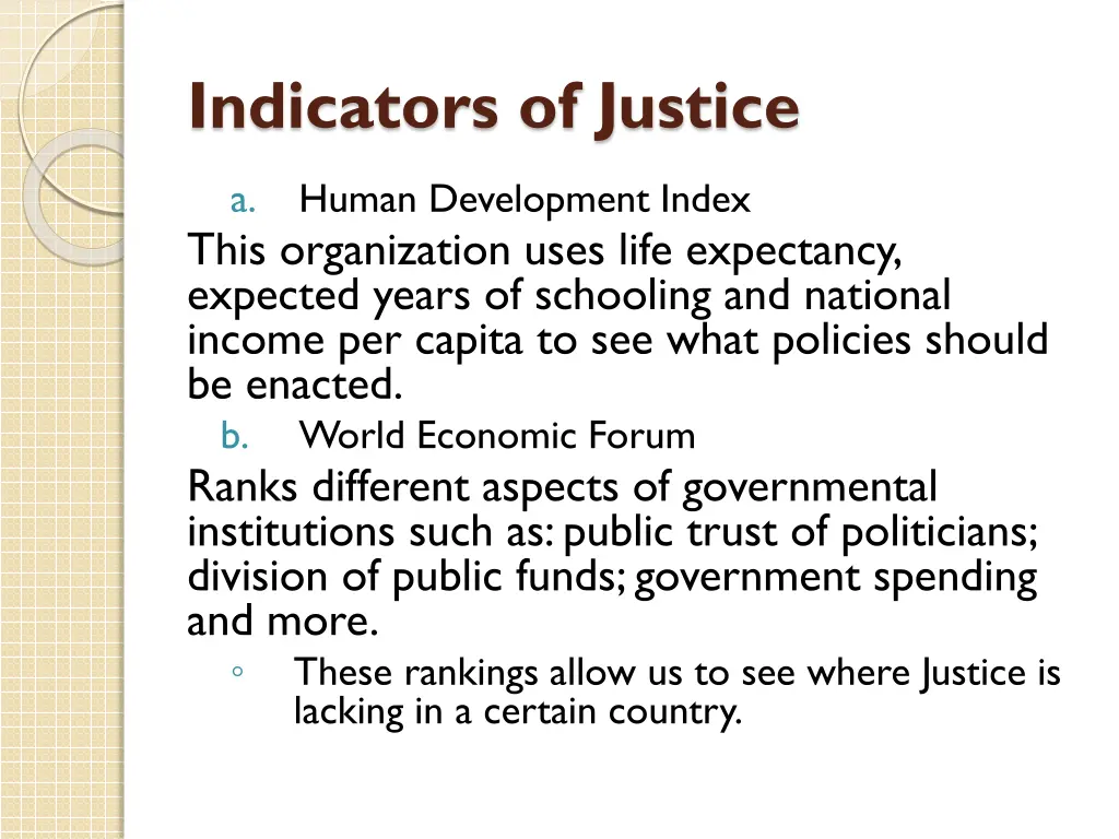 indicators of justice