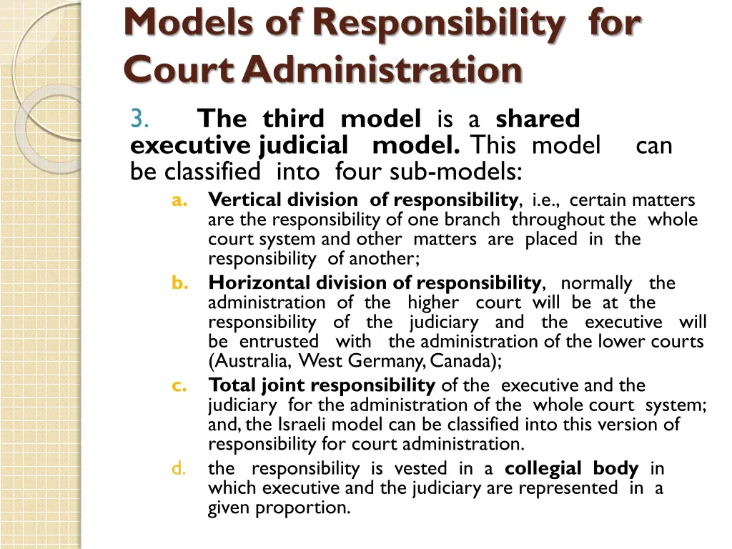 models of responsibility for court administration 1