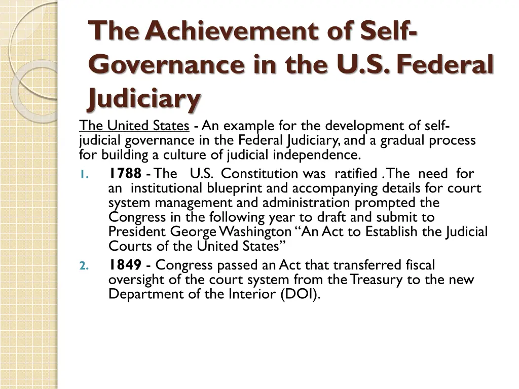 the achievement of self governance