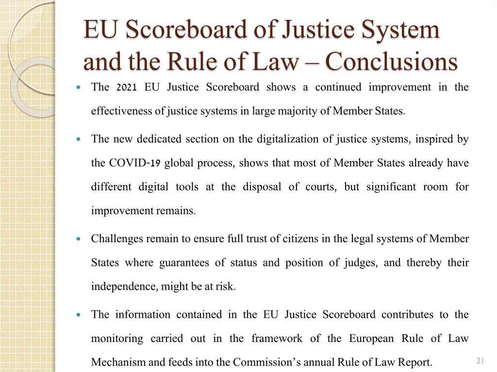 eu scoreboard of justice system and the rule 1