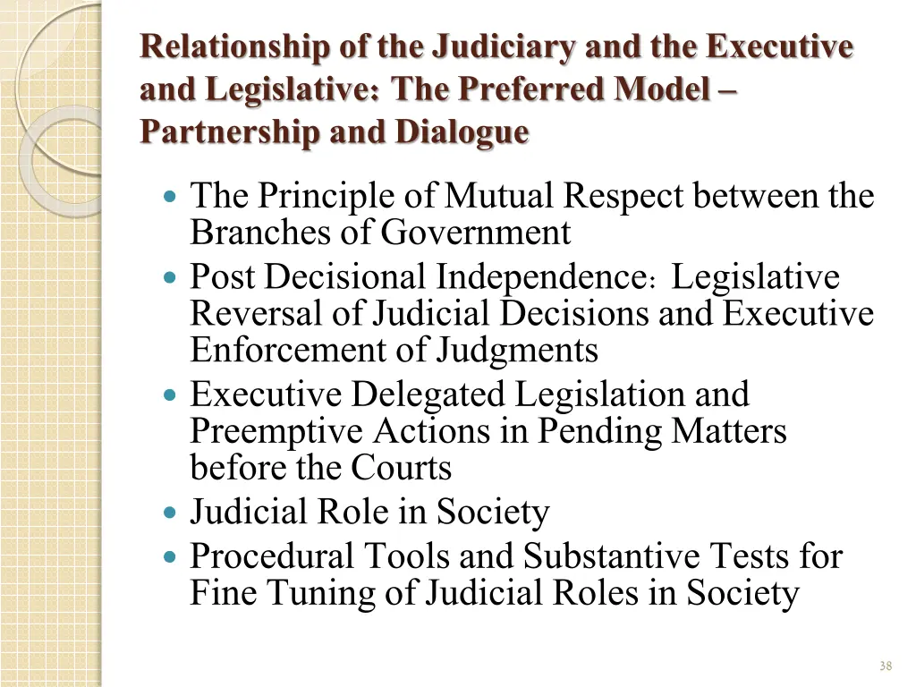 relationship of the judiciary and the executive