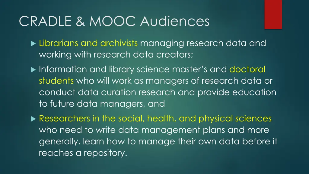 cradle mooc audiences