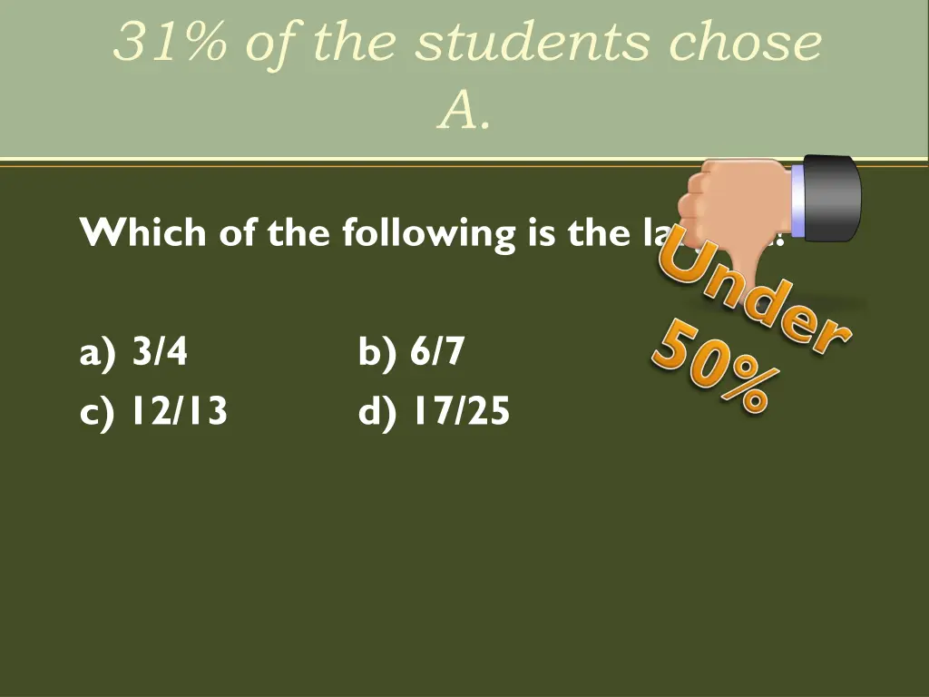 31 of the students chose a