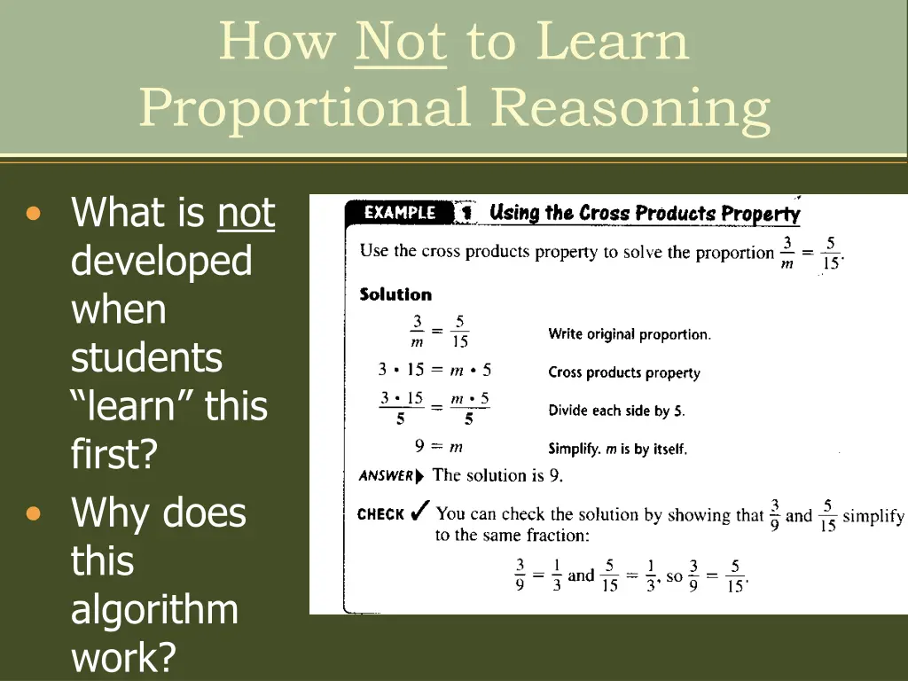 how not to learn proportional reasoning