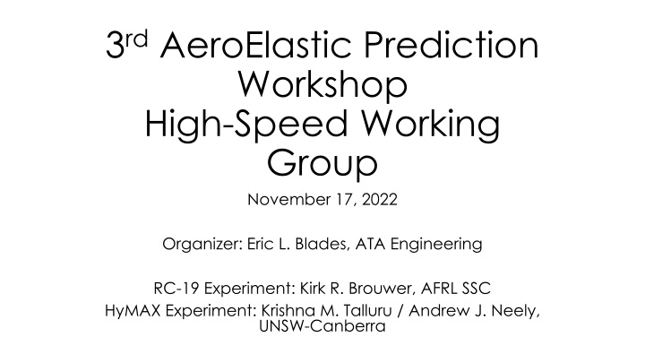 3 rd aeroelastic prediction workshop high speed