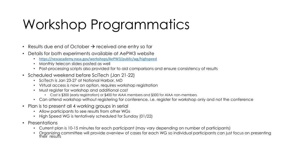 workshop programmatics