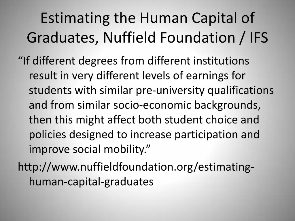 estimating the human capital of graduates