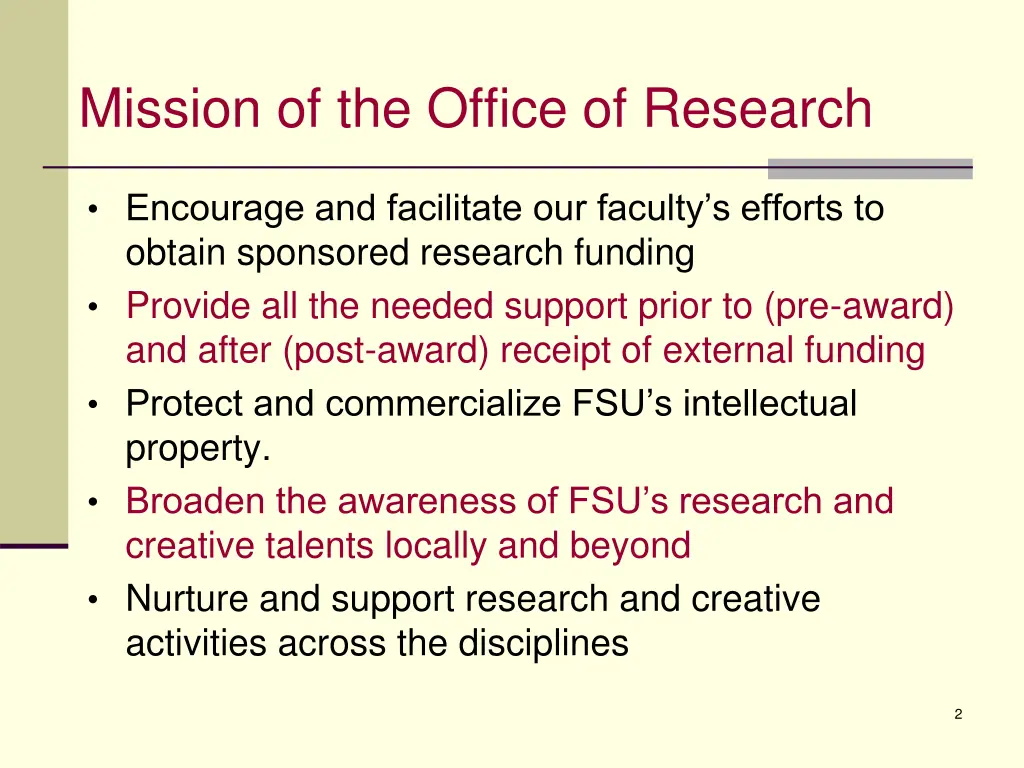 mission of the office of research