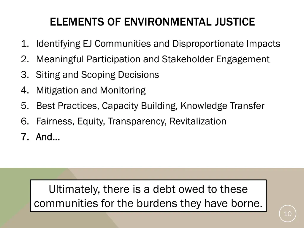 elements of environmental justice