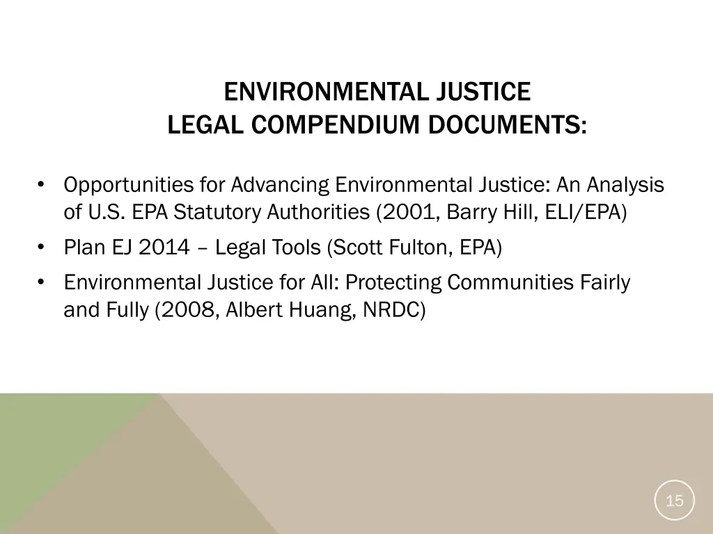 environmental justice legal compendium documents