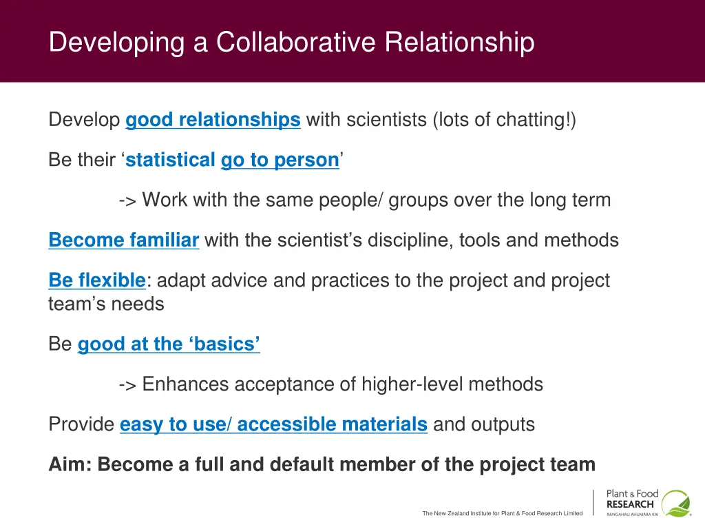 developing a collaborative relationship