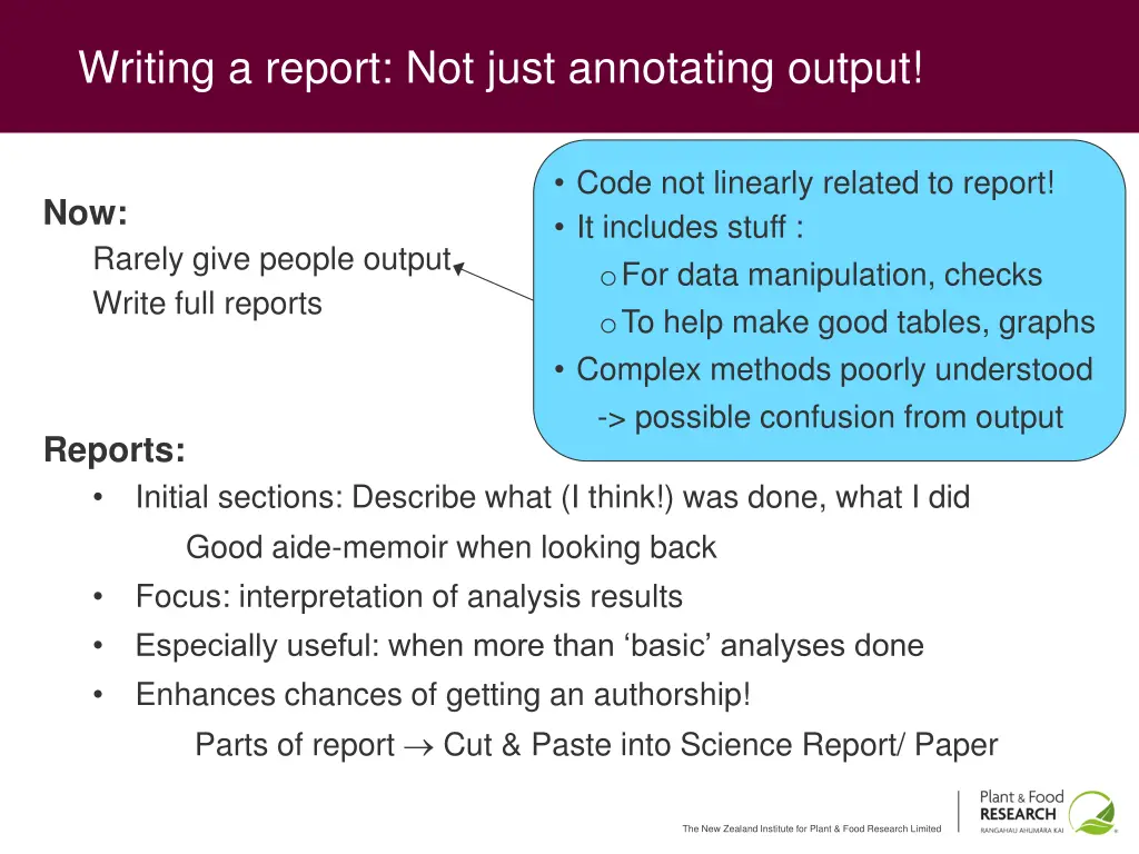 writing a report not just annotating output 1