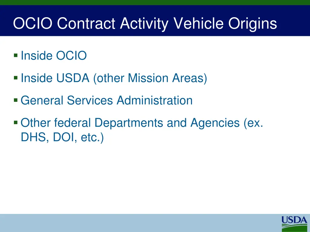 ocio contract activity vehicle origins