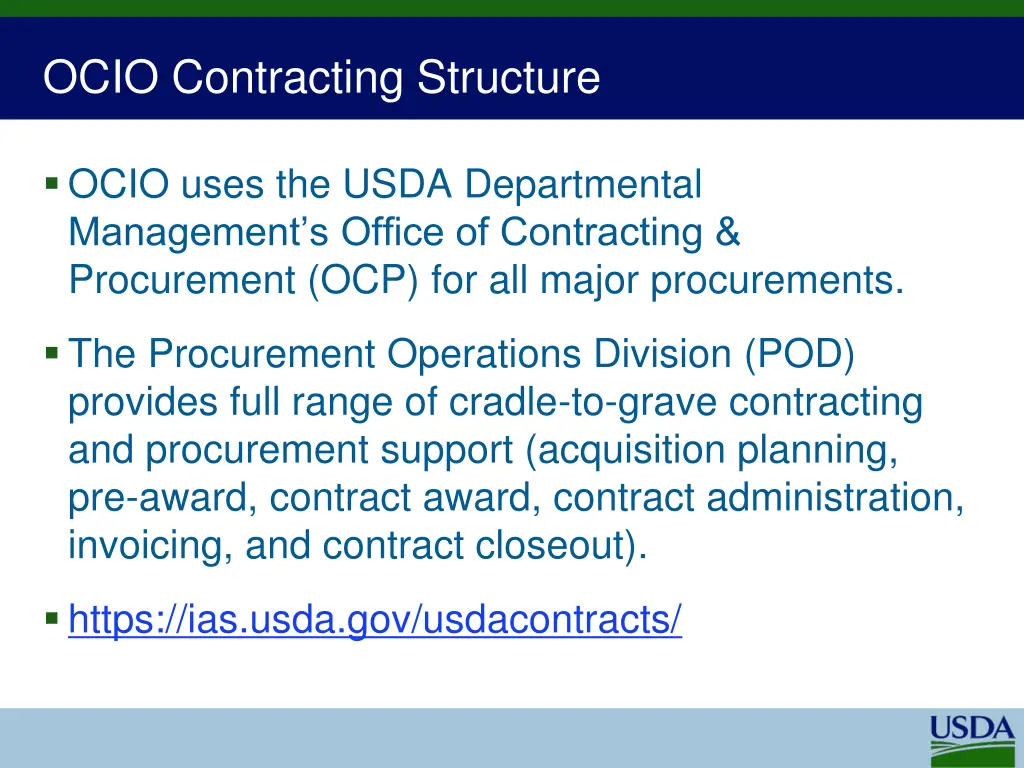 ocio contracting structure