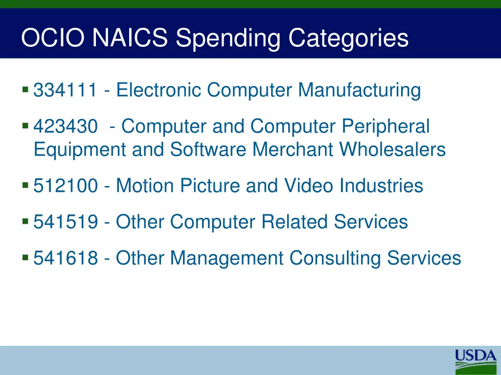 ocio naics spending categories