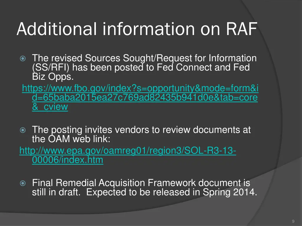 additional information on raf