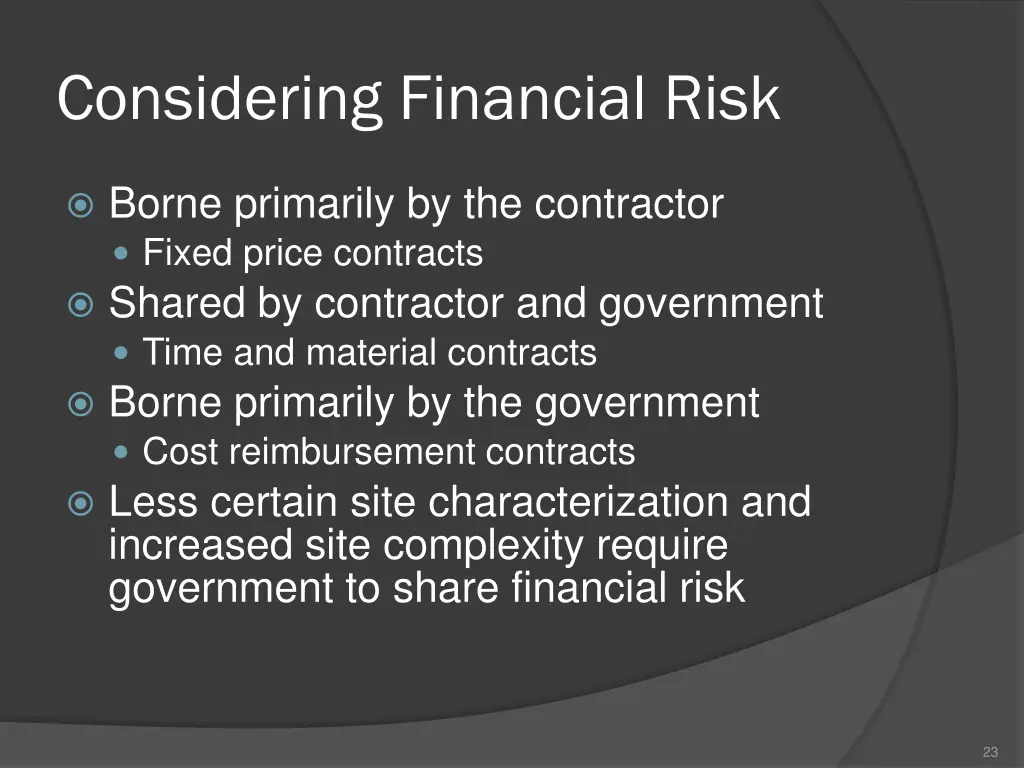 considering financial risk