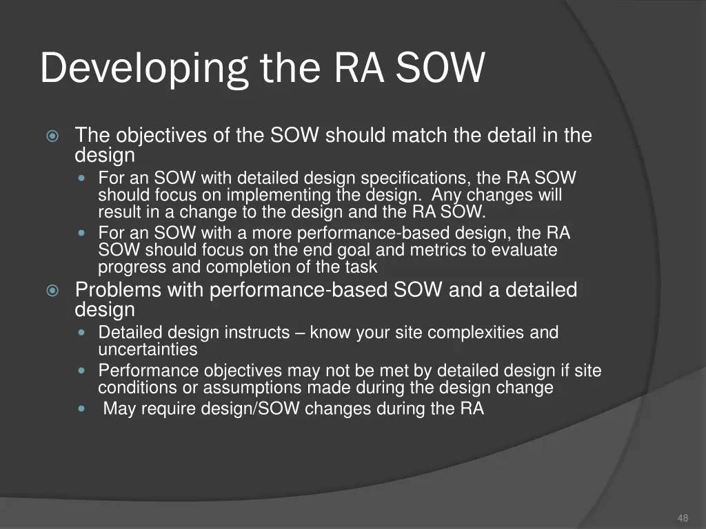 developing the ra sow