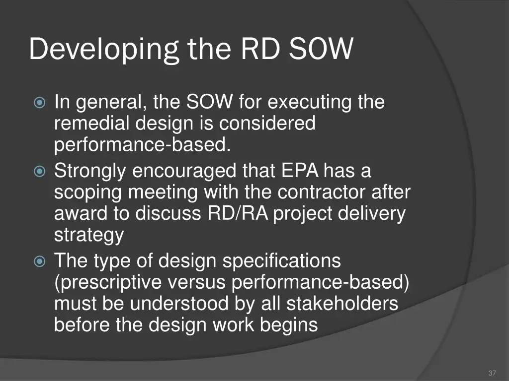 developing the rd sow 1