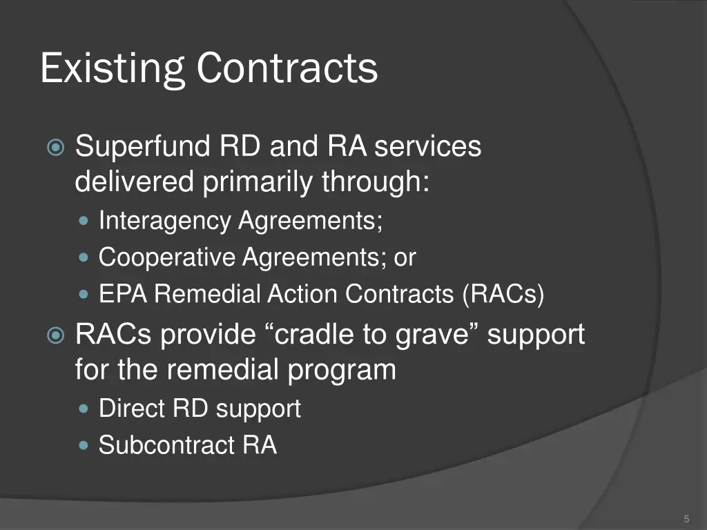 existing contracts