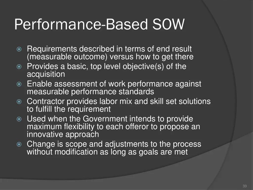 performance based sow