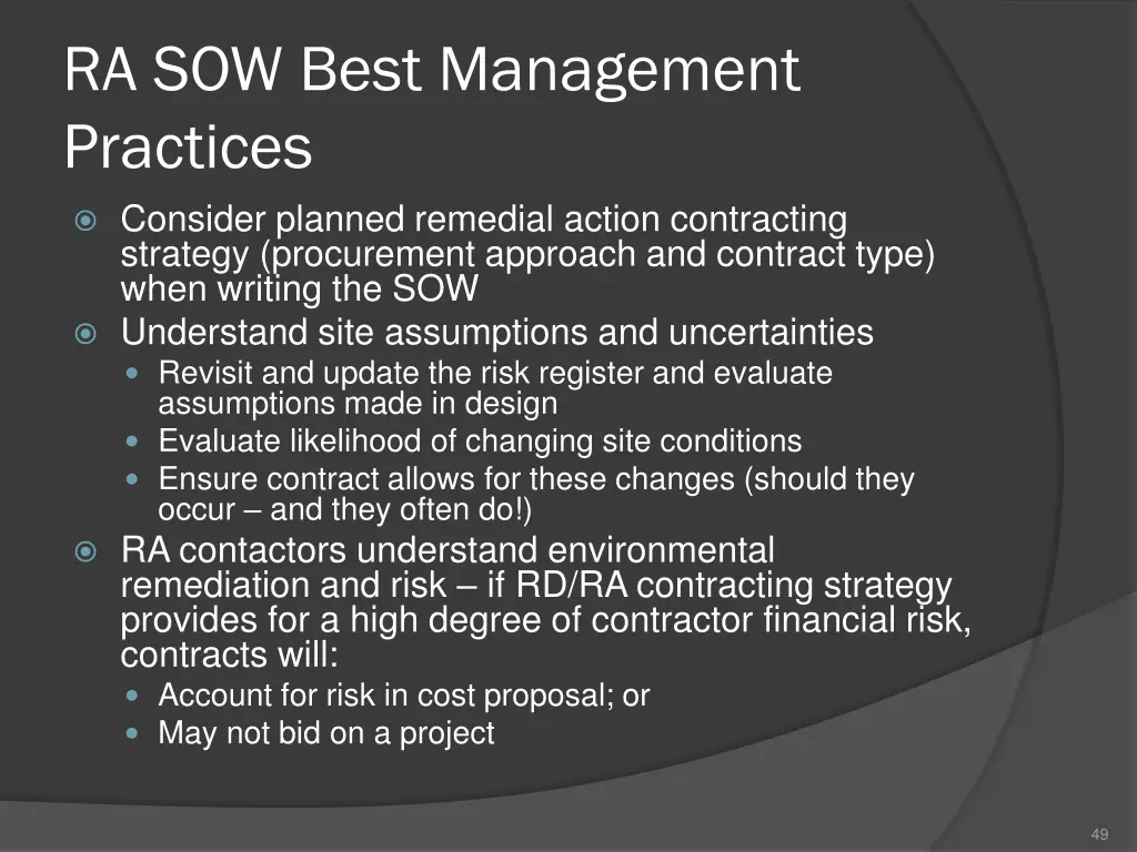 ra sow best management practices consider planned