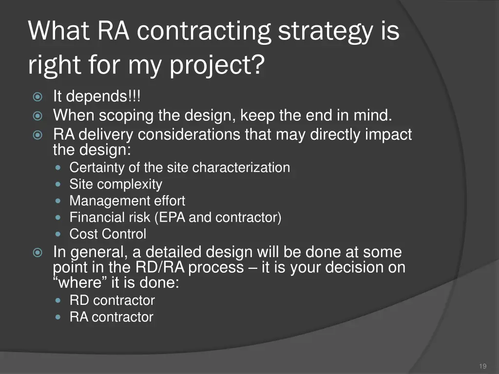 what ra contracting strategy is right