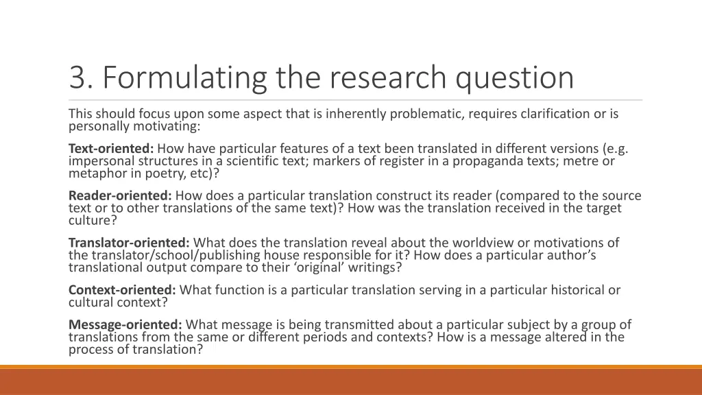 3 formulating the research question