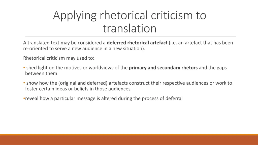 applying rhetorical criticism to translation