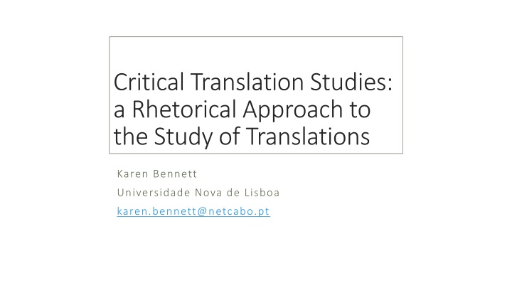 criticaltranslationstudies a rhetoricalapproachto