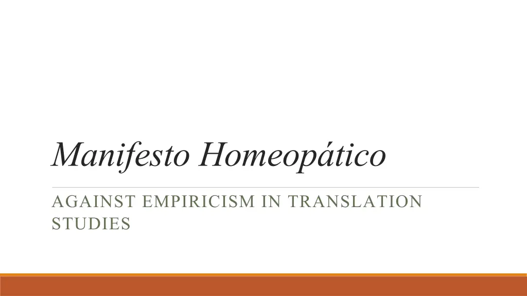 manifesto homeop tico against empiricism