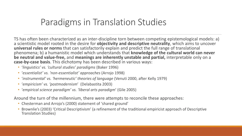 paradigms in translation studies