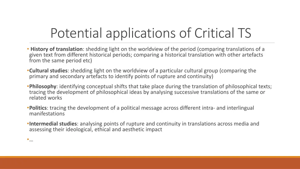 potential applications of critical ts