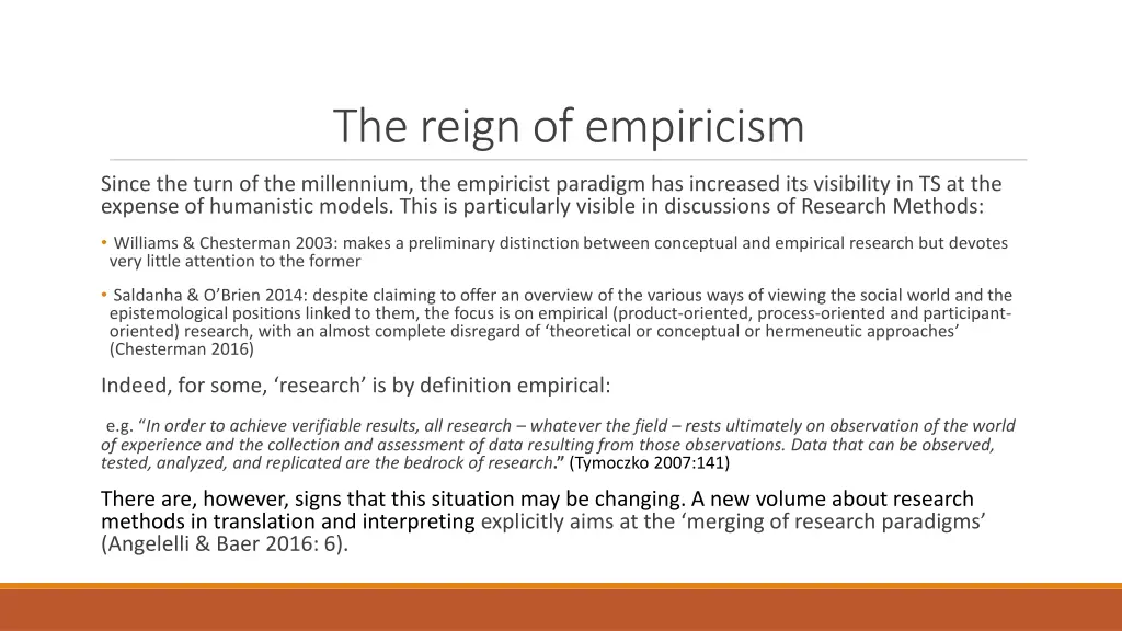 the reignof empiricism