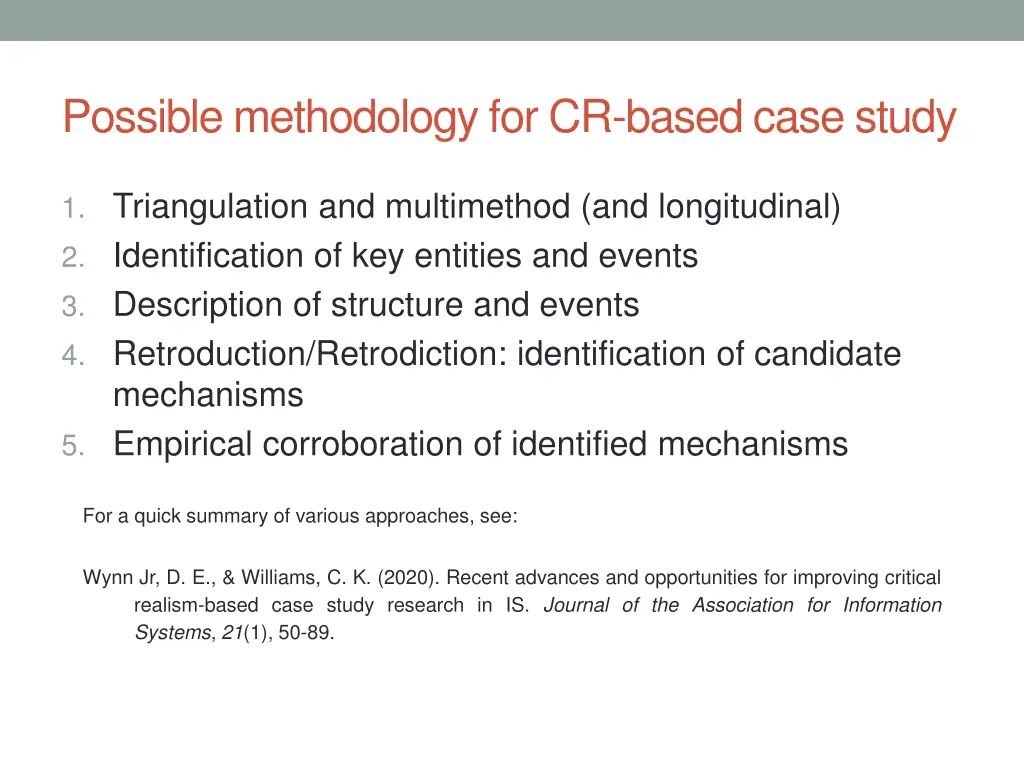 possible methodology for cr based case study