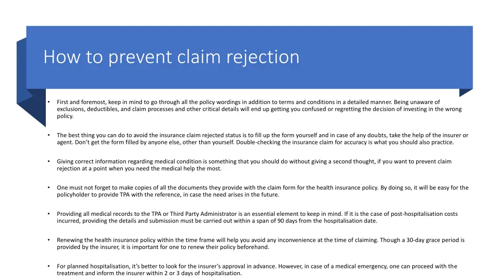 how to prevent claim rejection