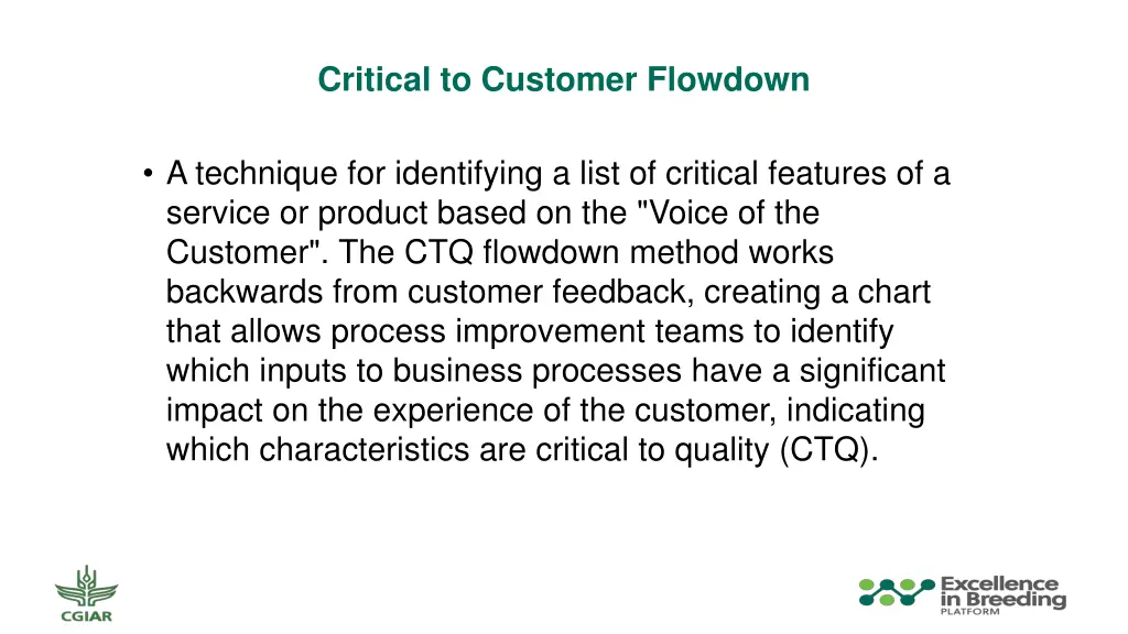 critical to customer flowdown