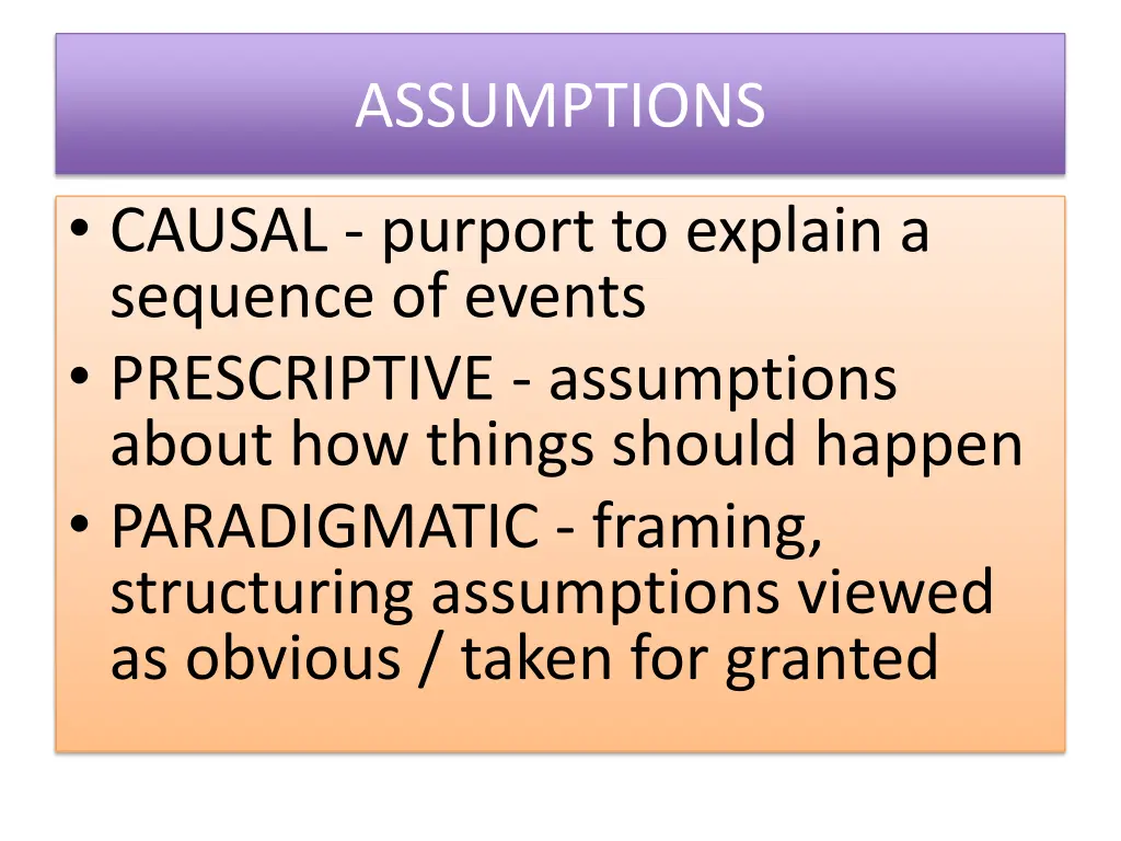 assumptions